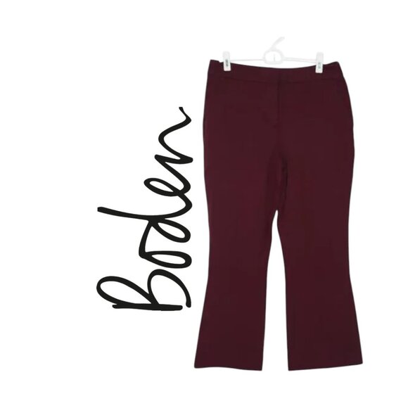Boden Burgundy Cropped Length Wide Leg Pants Size US 8R UK 12R - Picture 1 of 7